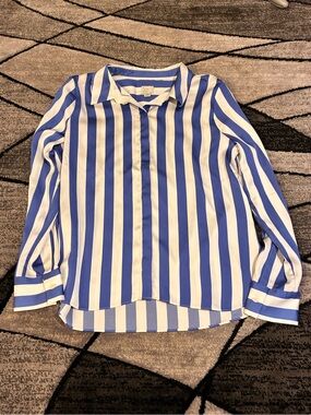 a new day Blue and White Vertical Stripe Button-Down Shirt